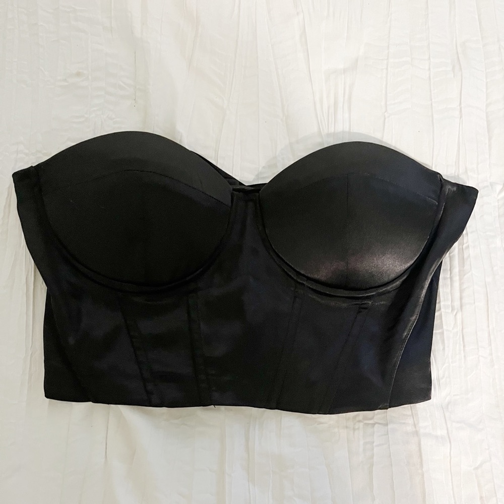 Silk Black Corset Tube Top